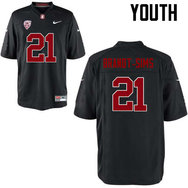 Youth Stanford Cardinal #21 Isaiah Brandt-Sims College Football Jerseys Sale-Black